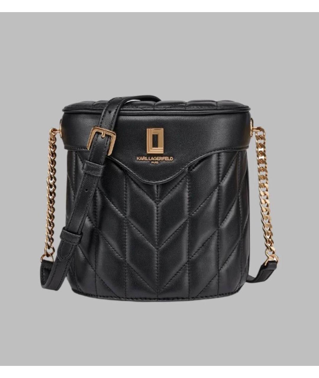 KARL LAGERFELD Черная кожаная сумка через плечо, фото 6