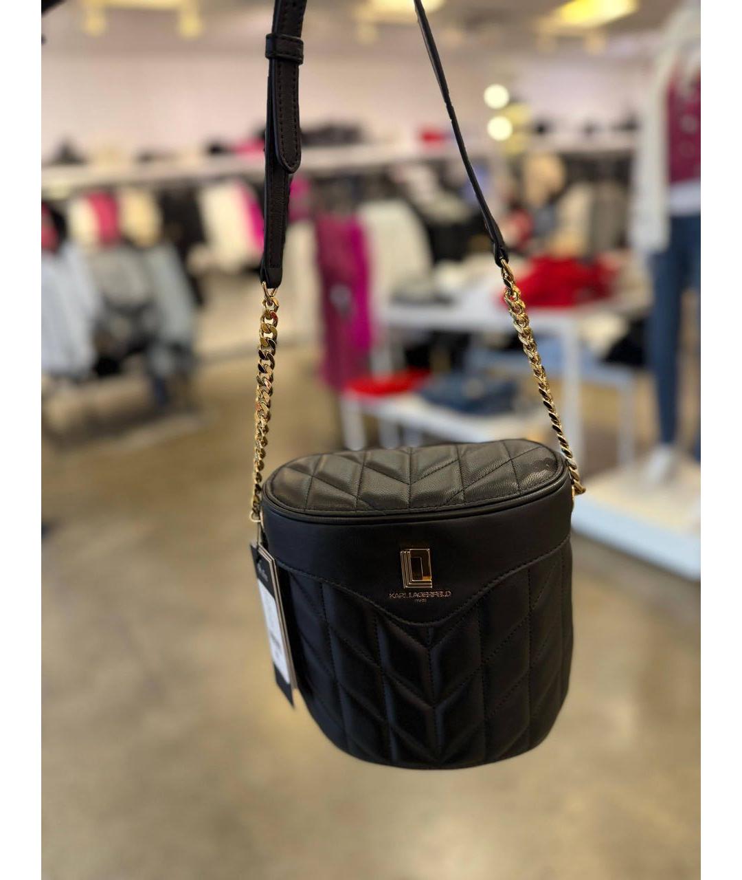 KARL LAGERFELD Черная кожаная сумка через плечо, фото 5