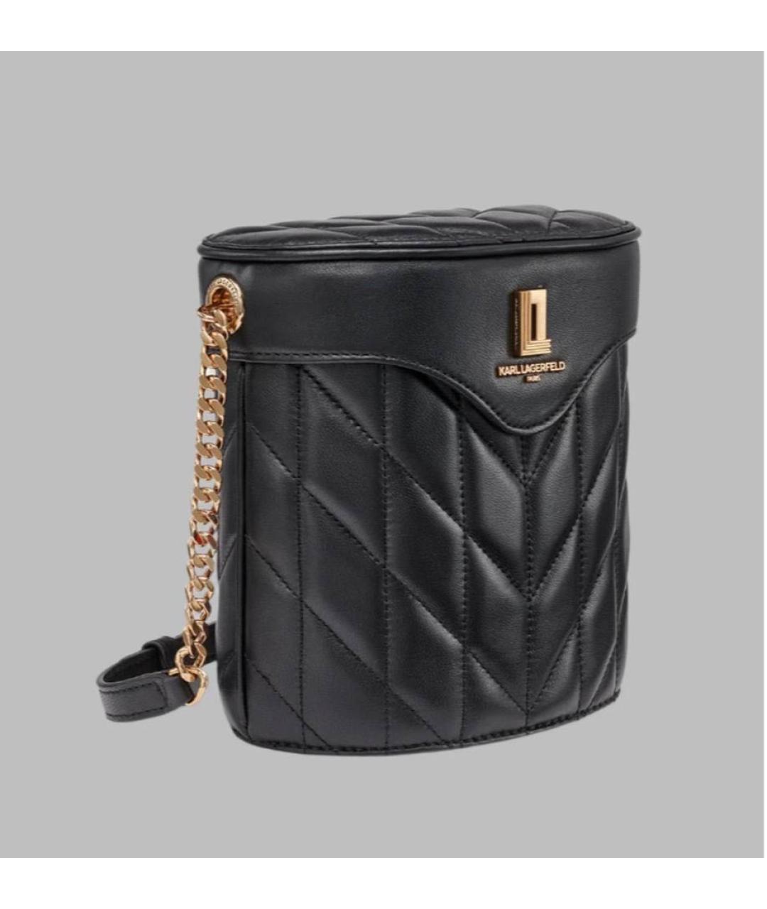 KARL LAGERFELD Черная кожаная сумка через плечо, фото 2