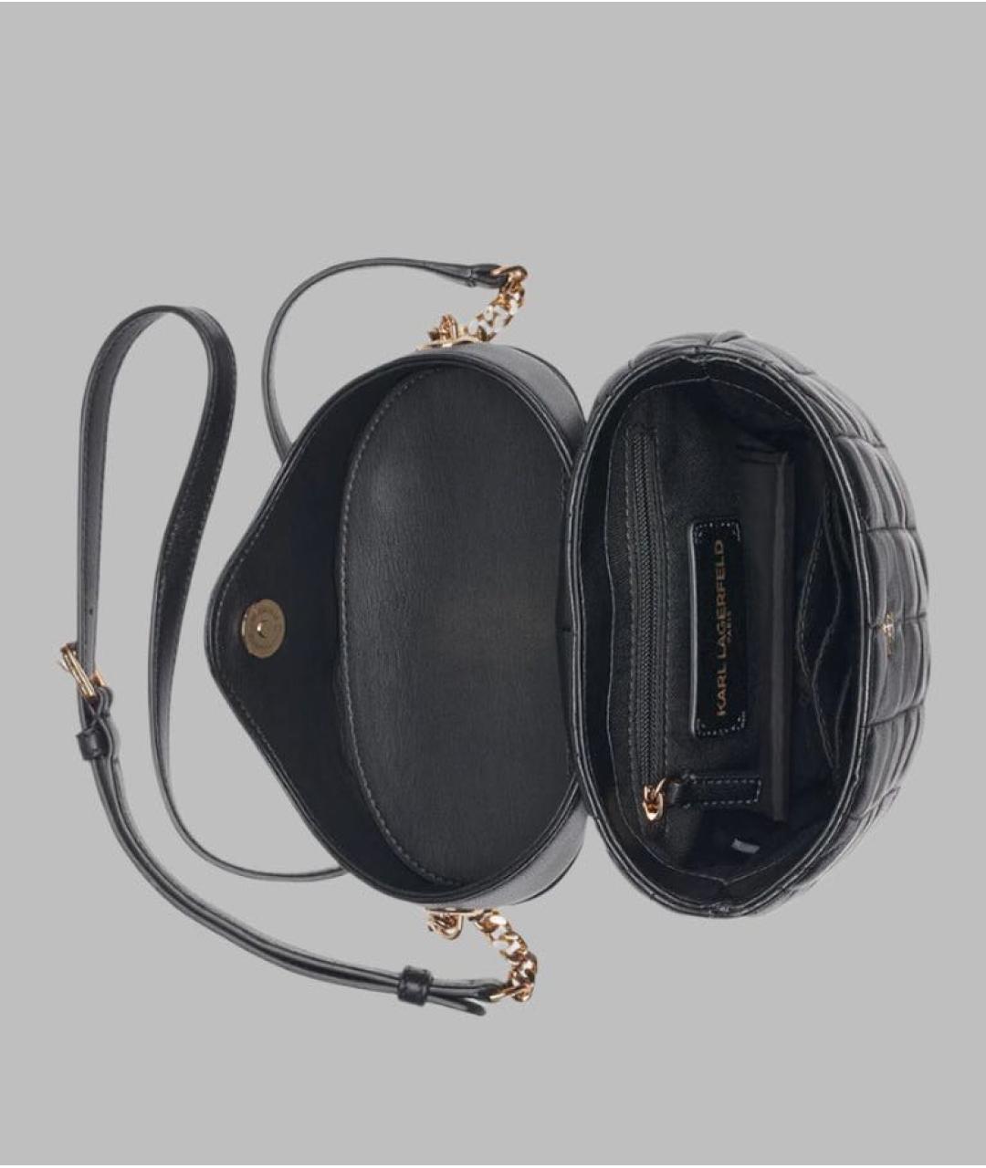 KARL LAGERFELD Черная кожаная сумка через плечо, фото 4