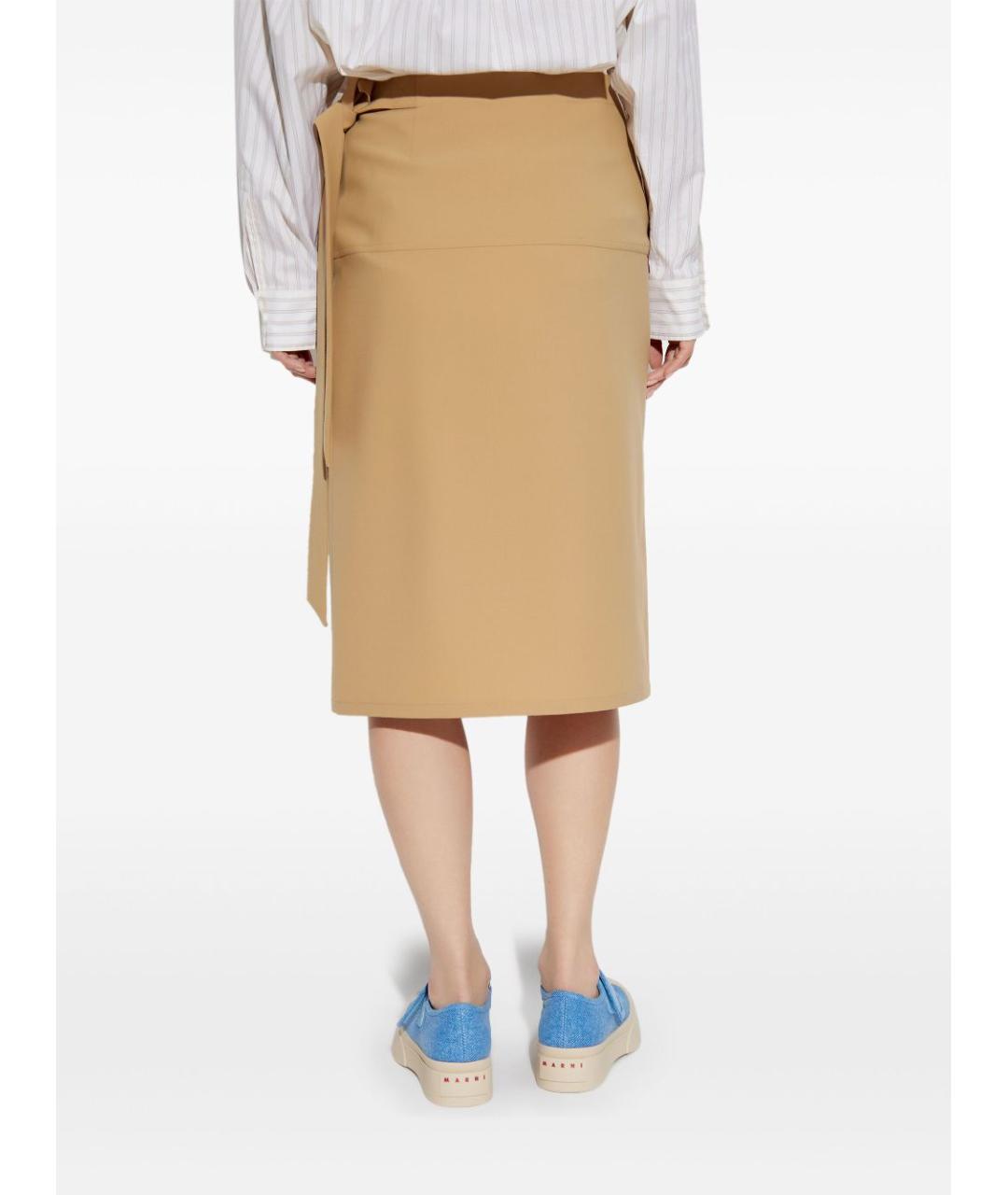 MARNI Бежевая полиэстеровая юбка миди, фото 3