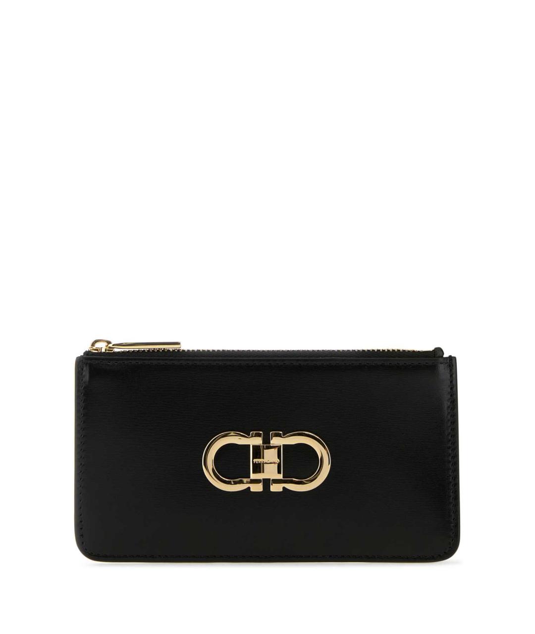 FERRAGAMO Черный кожаный кошелек, фото 1