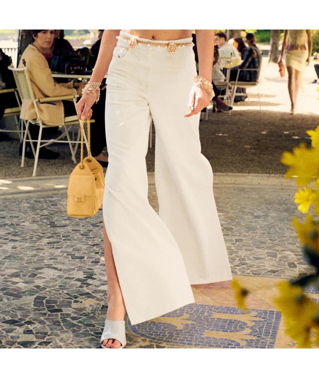 CHANEL Бежевые хлопковые джинсы клеш, фото 6