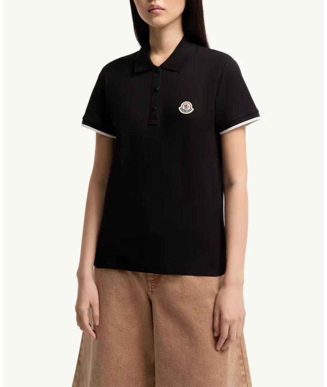 MONCLER Черная хлопковая футболка, фото 3