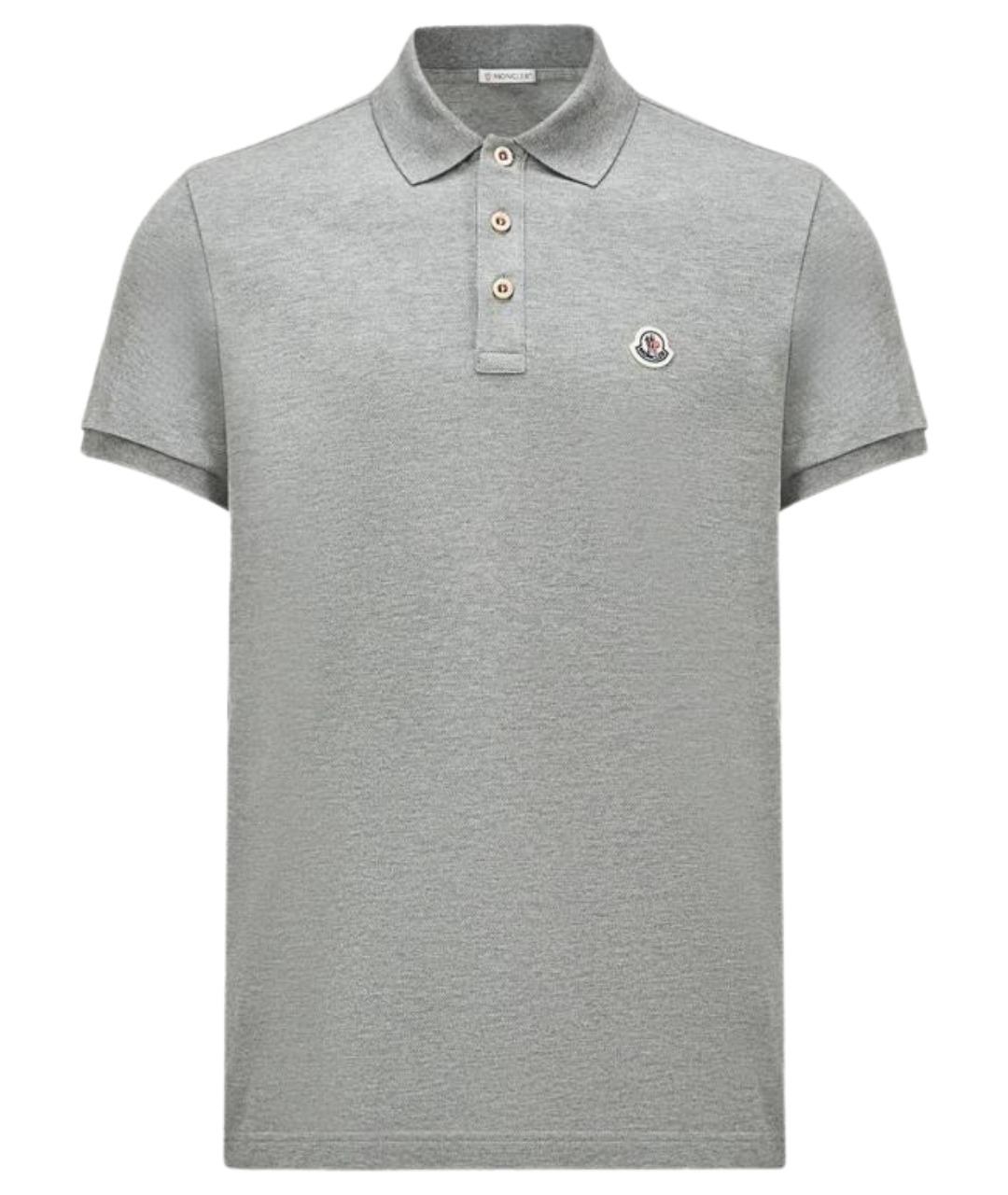 MONCLER Серое хлопковое поло с коротким рукавом, фото 1