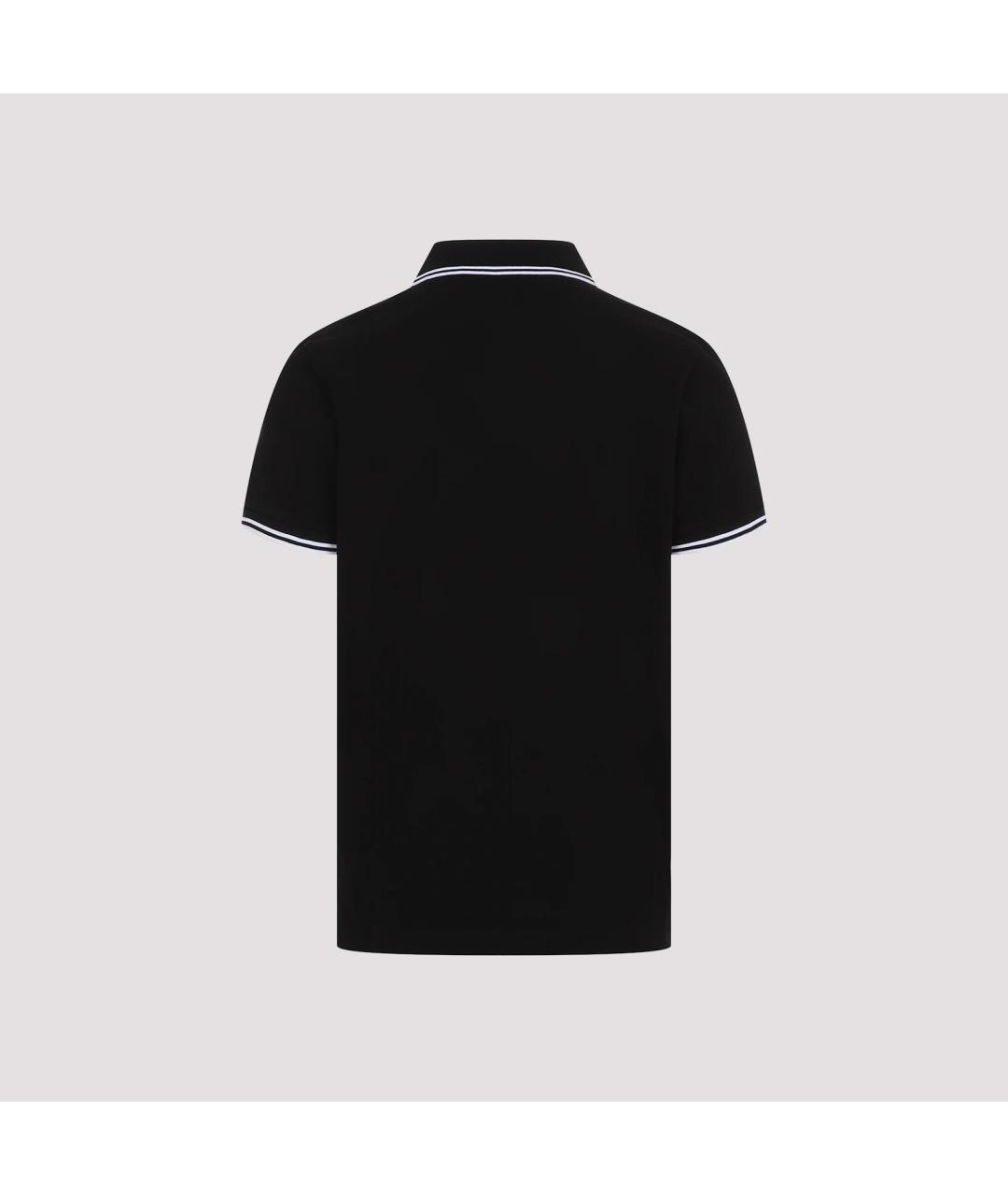 MONCLER Черное хлопковое поло с длинным рукавом, фото 2