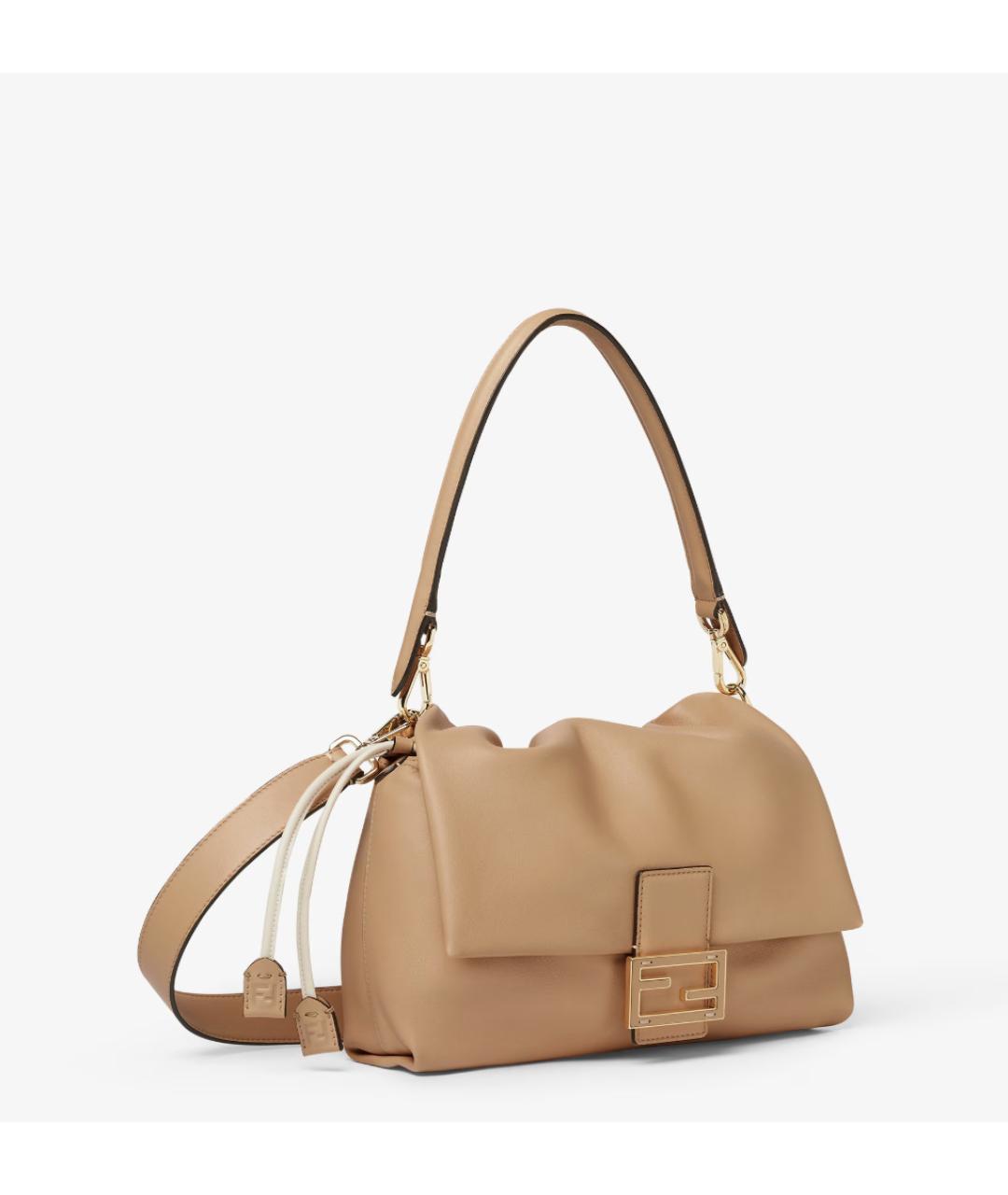 FENDI Бежевая кожаная сумка через плечо, фото 2