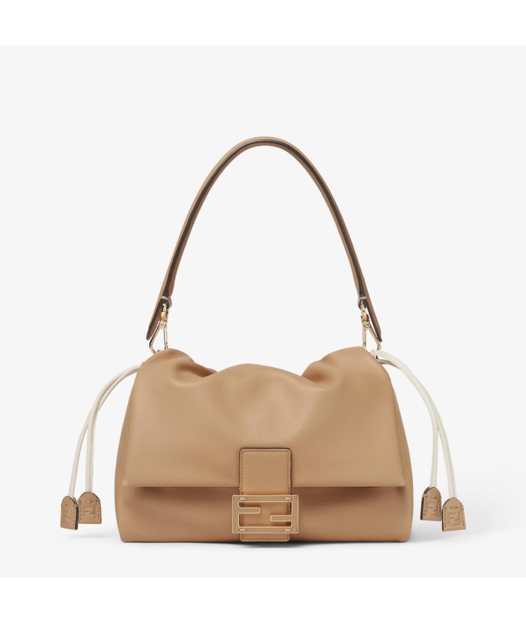 FENDI Бежевая кожаная сумка через плечо, фото 6