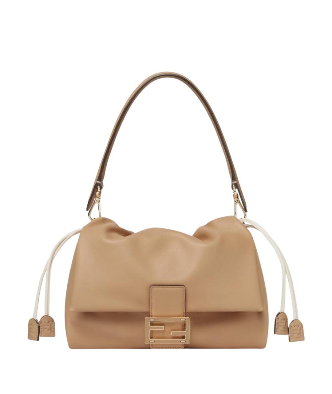 FENDI Бежевая кожаная сумка через плечо, фото 1