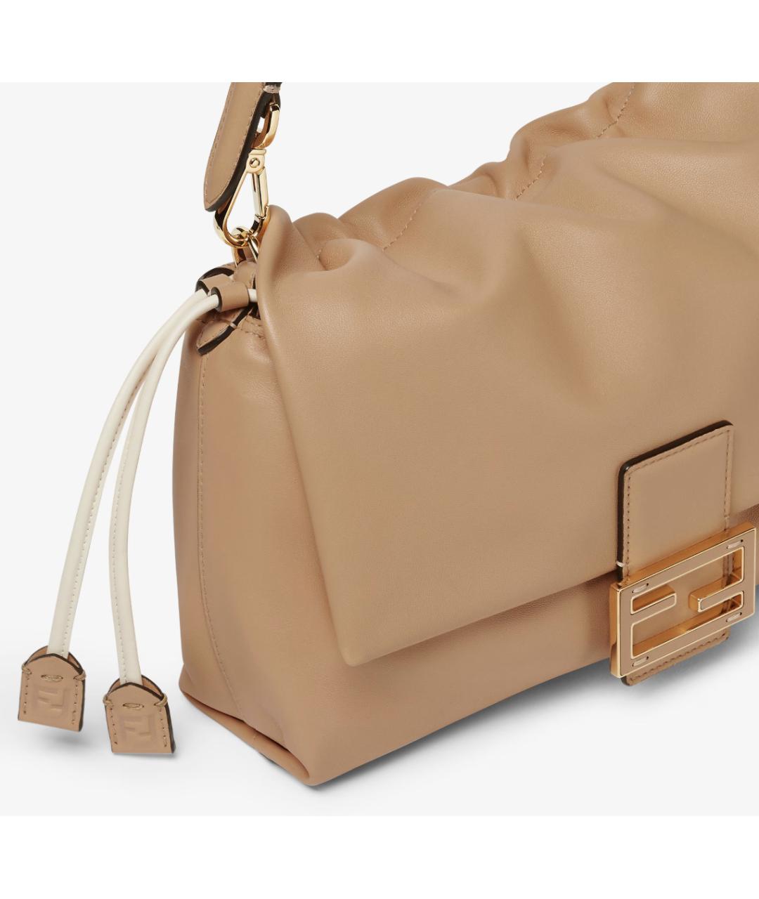 FENDI Бежевая кожаная сумка через плечо, фото 5