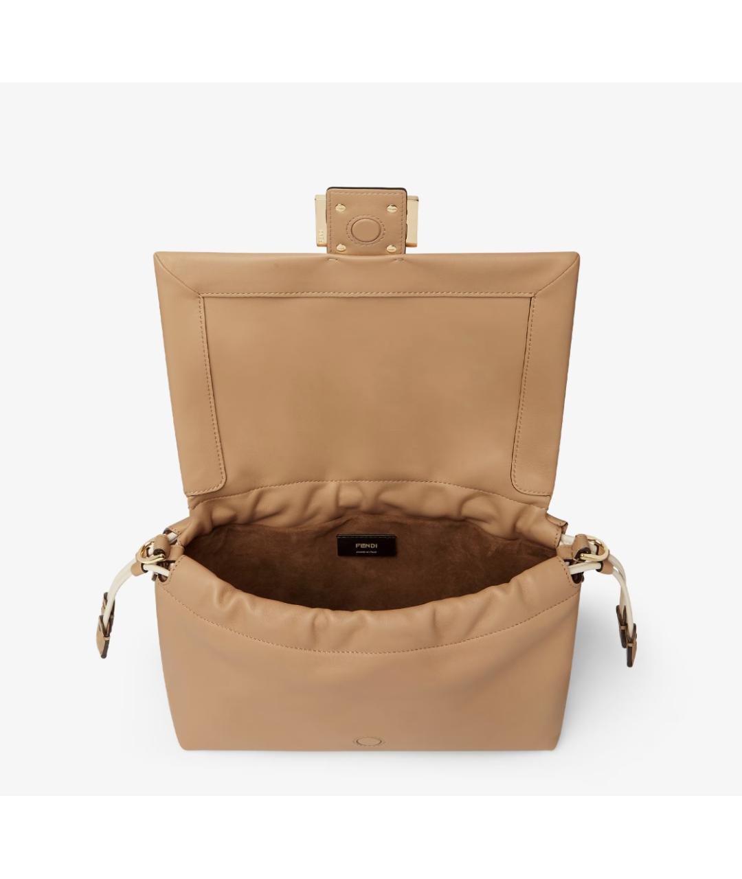FENDI Бежевая кожаная сумка через плечо, фото 4