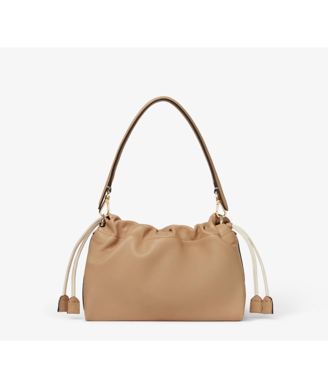 FENDI Бежевая кожаная сумка через плечо, фото 3