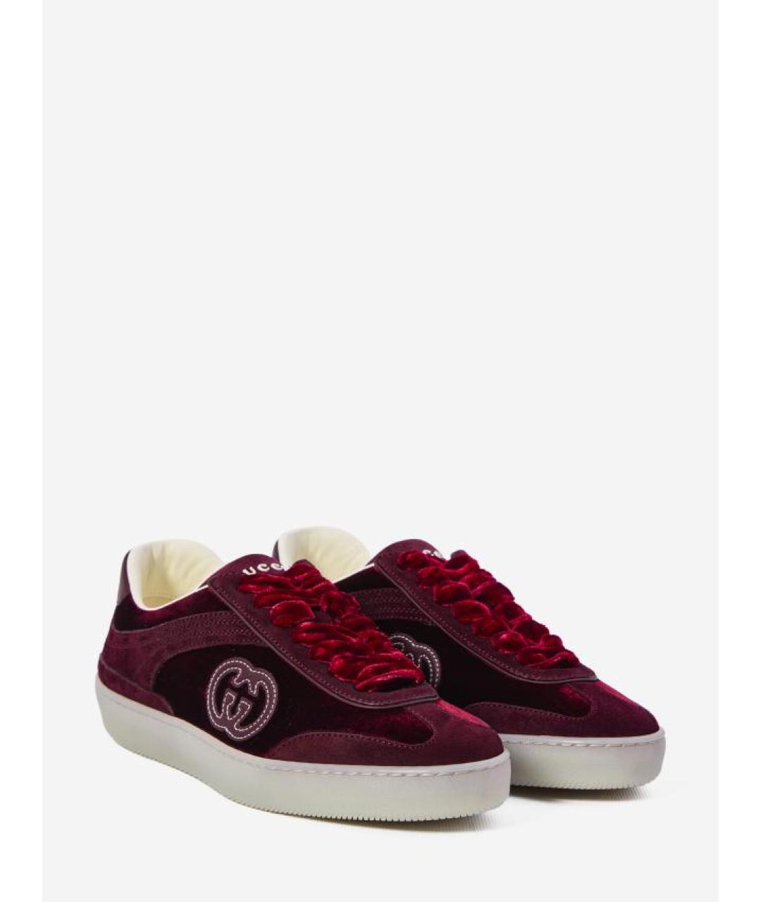 GUCCI Бордовые текстильные кеды, фото 2