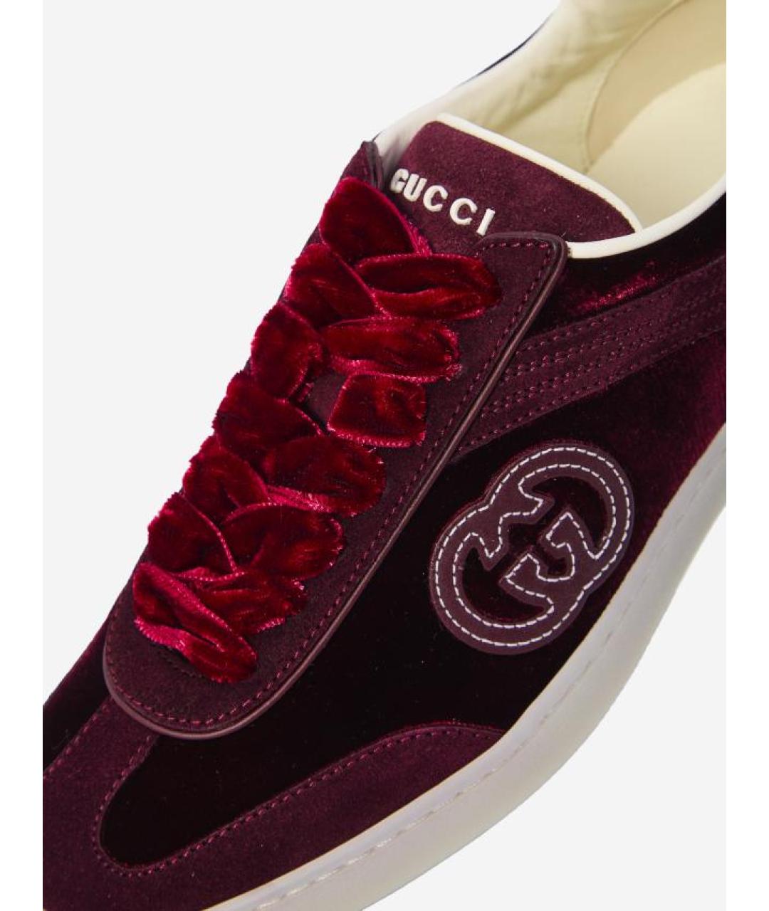 GUCCI Бордовые текстильные кеды, фото 4