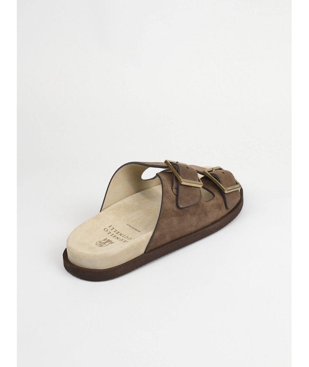 BRUNELLO CUCINELLI Коричневые замшевые шлепанцы, фото 6