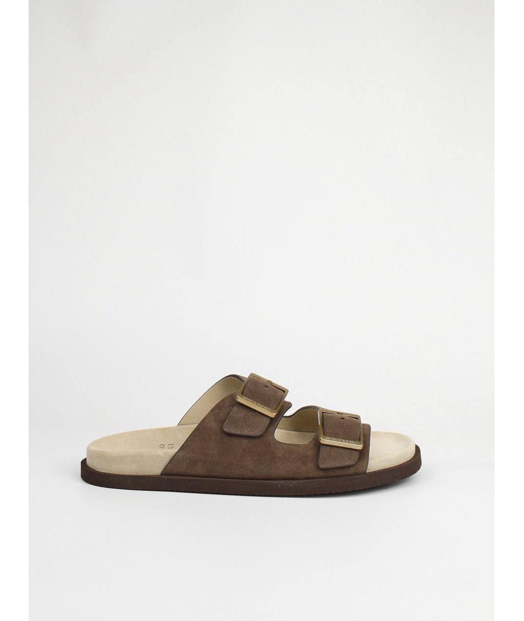 BRUNELLO CUCINELLI Коричневые замшевые шлепанцы, фото 9