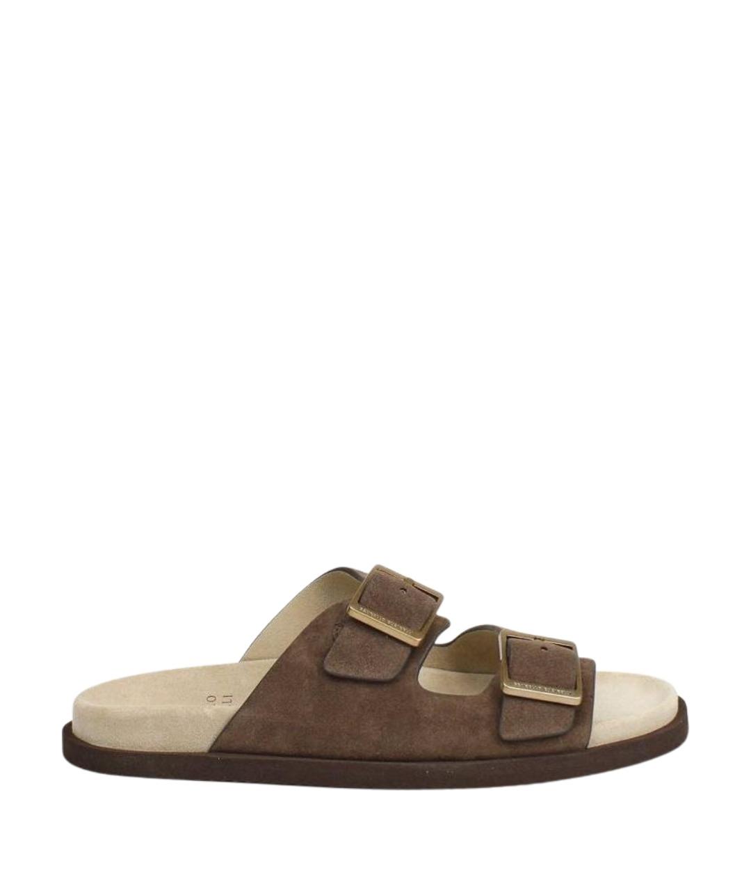 BRUNELLO CUCINELLI Коричневые замшевые шлепанцы, фото 1