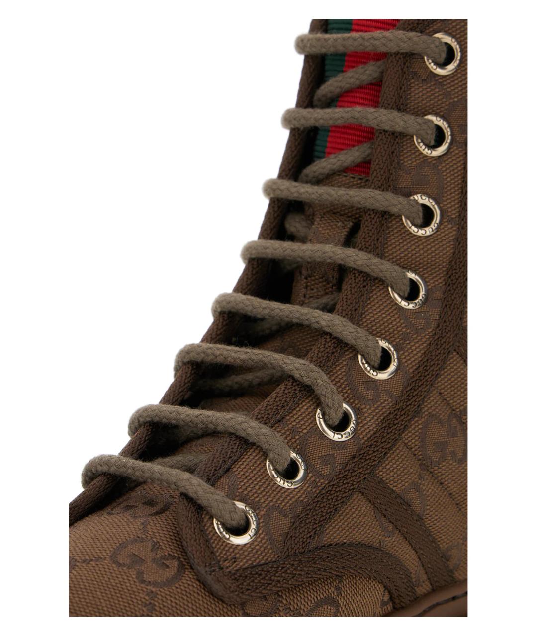 GUCCI Коричневые текстильные ботинки, фото 4