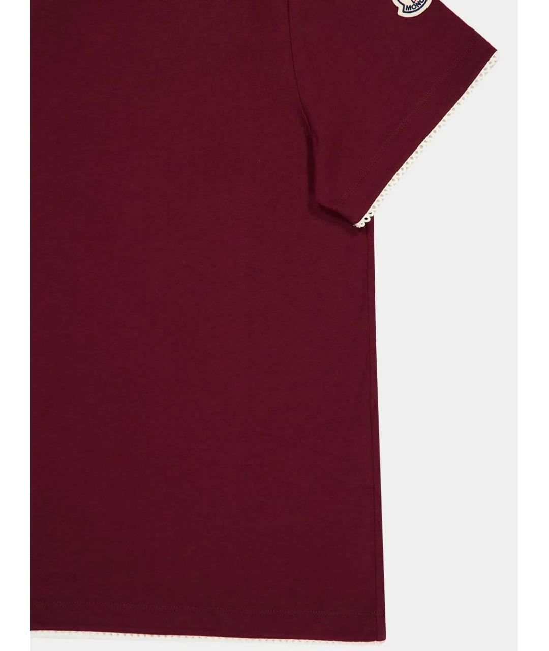MONCLER Бордовая хлопковая футболка, фото 4