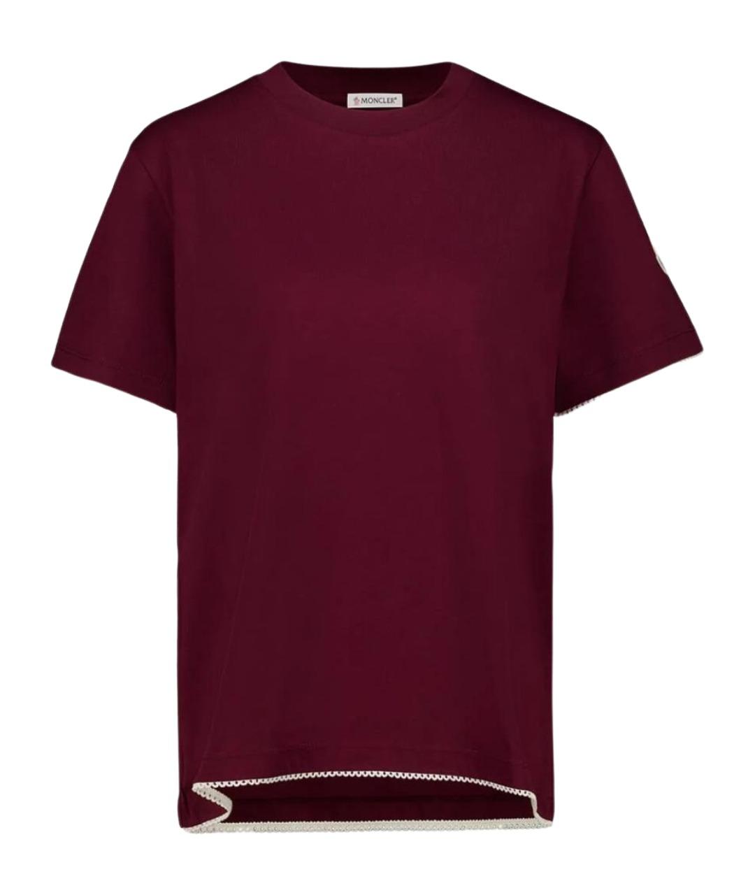 MONCLER Бордовая хлопковая футболка, фото 1