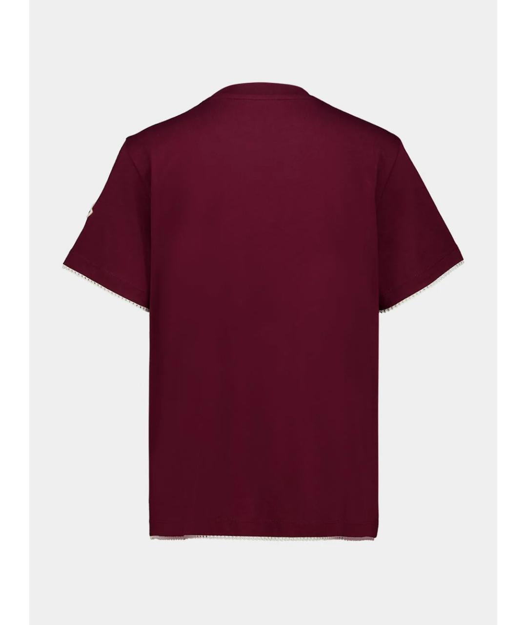 MONCLER Бордовая хлопковая футболка, фото 2
