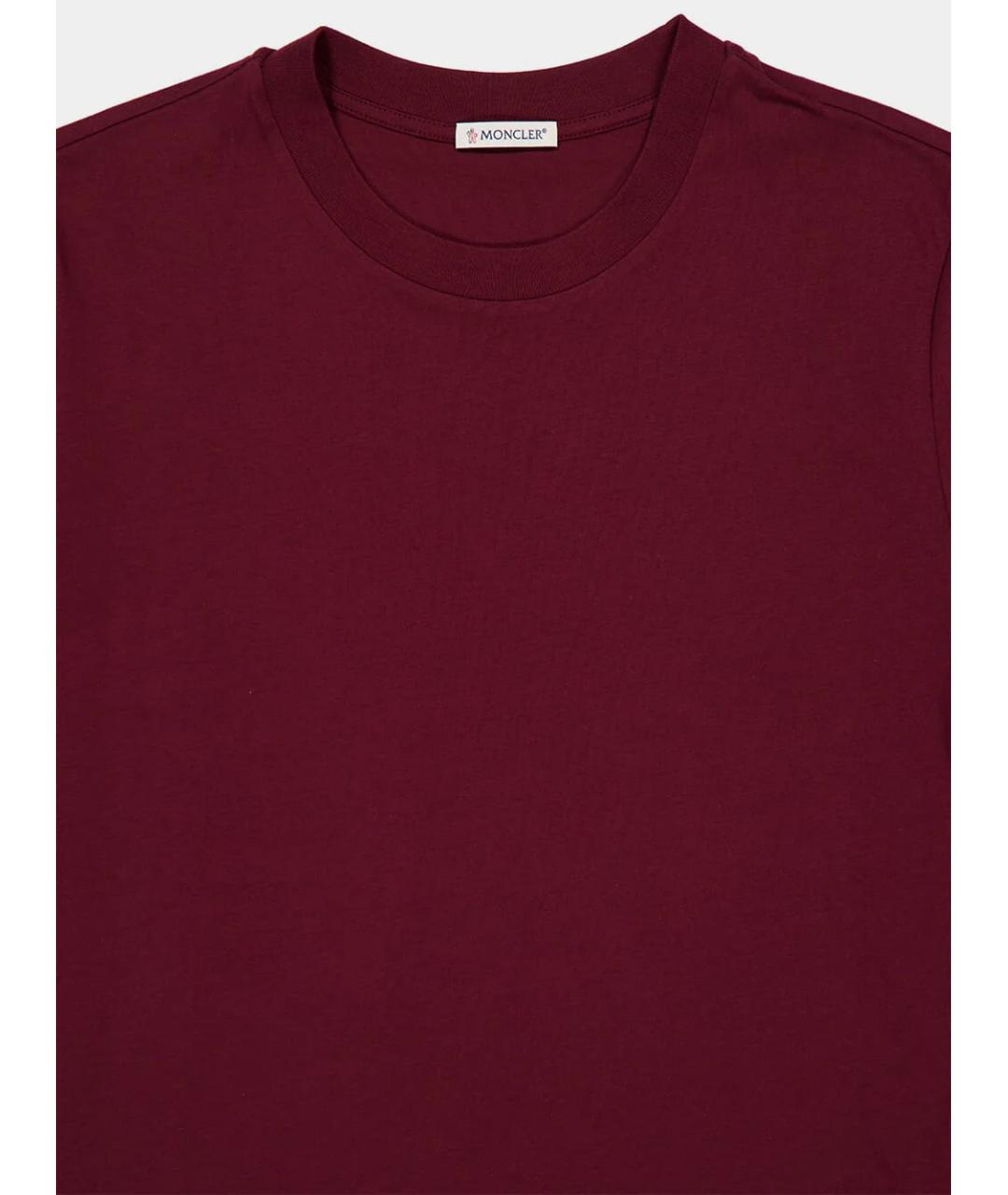 MONCLER Бордовая хлопковая футболка, фото 3