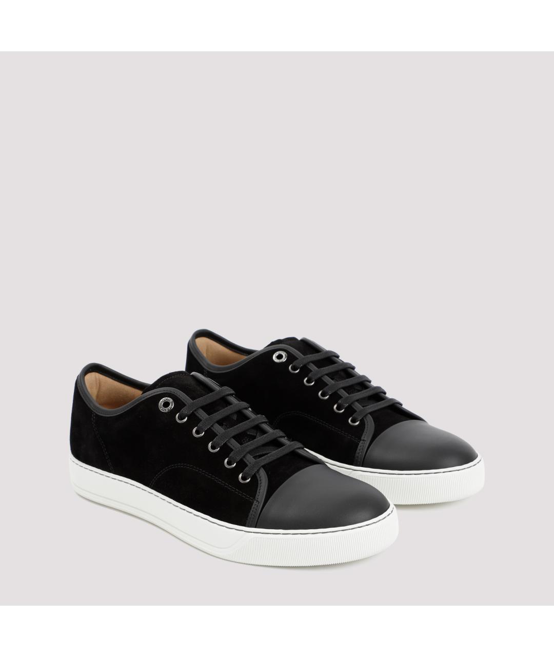 LANVIN Черные замшевые низкие кроссовки / кеды, фото 4