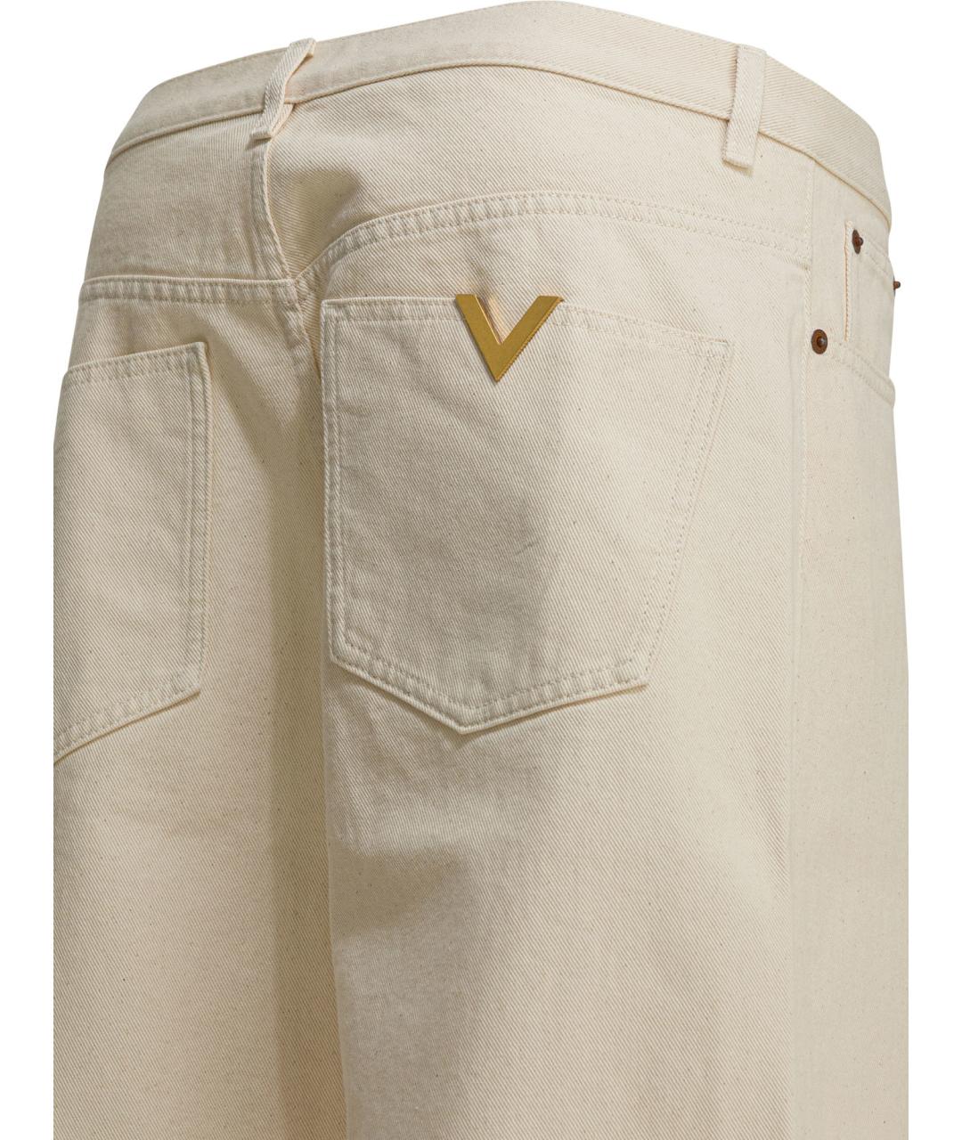 VALENTINO Белые хлопковые прямые джинсы, фото 4