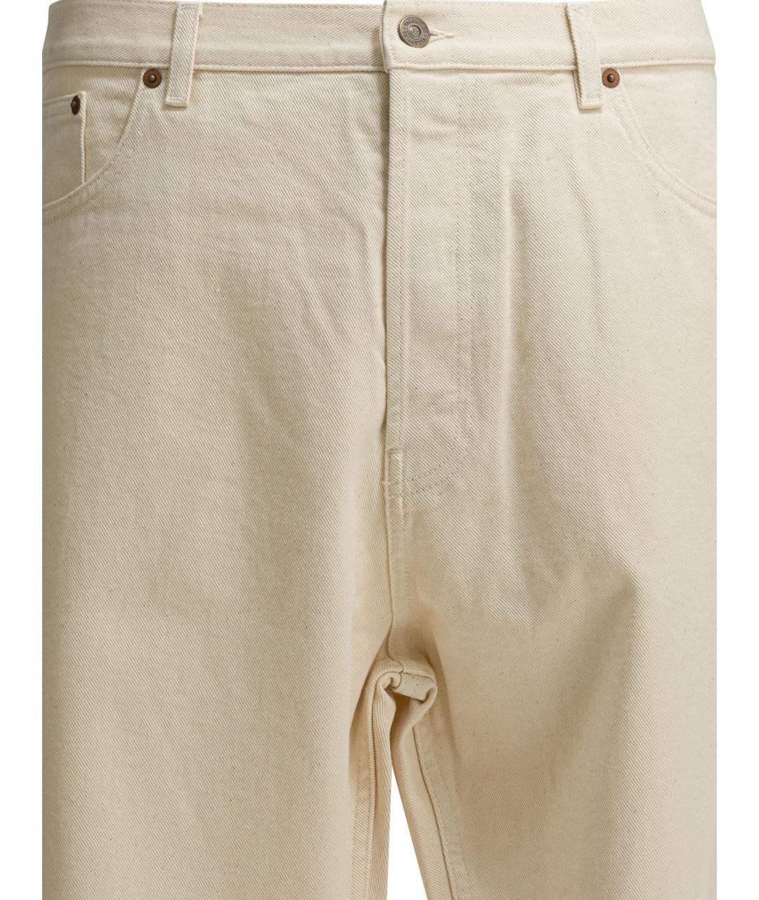 VALENTINO Белые хлопковые прямые джинсы, фото 3