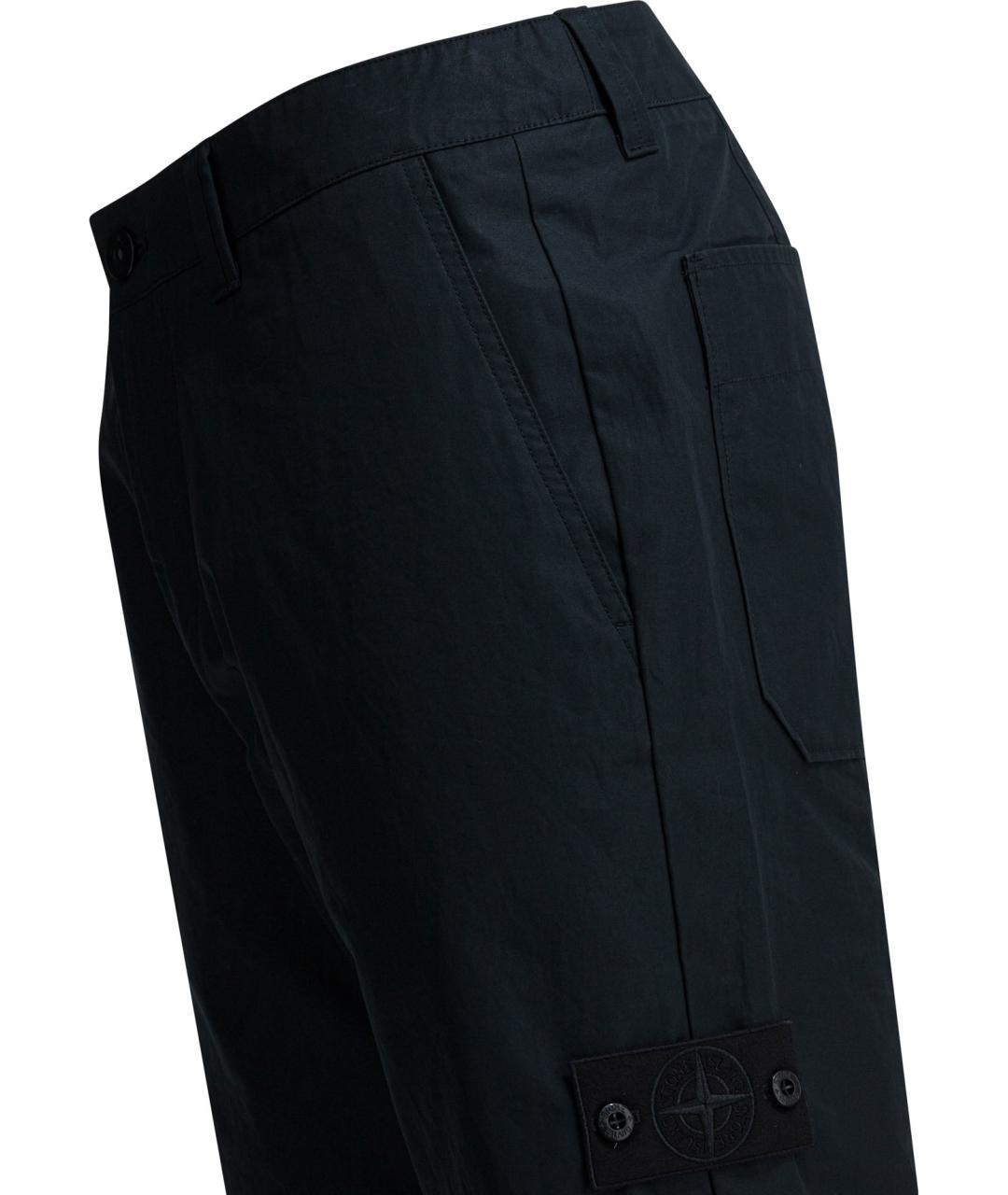 STONE ISLAND Темно-синие хлопковые повседневные брюки, фото 4