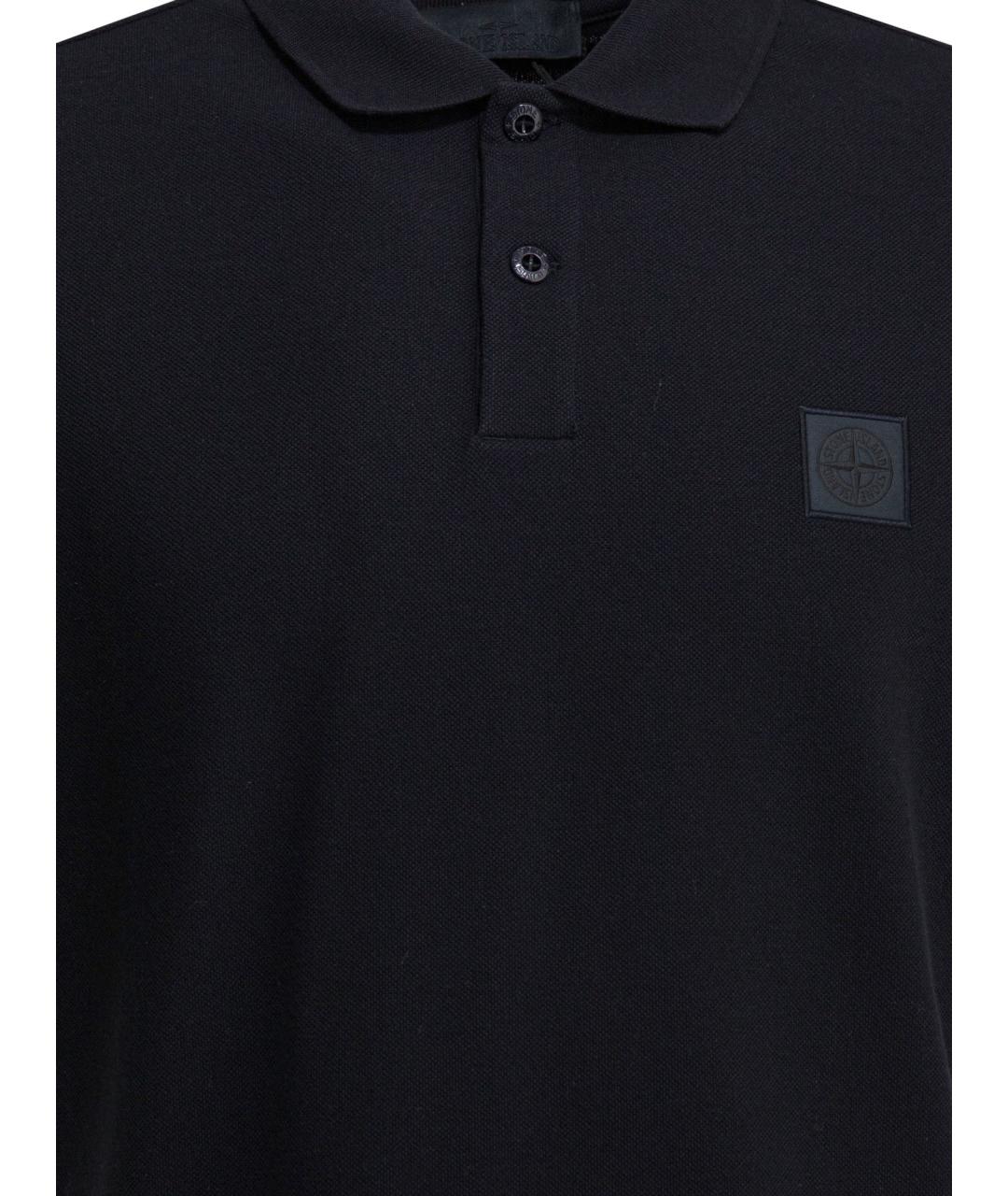 STONE ISLAND Темно-синее хлопковое поло с коротким рукавом, фото 3