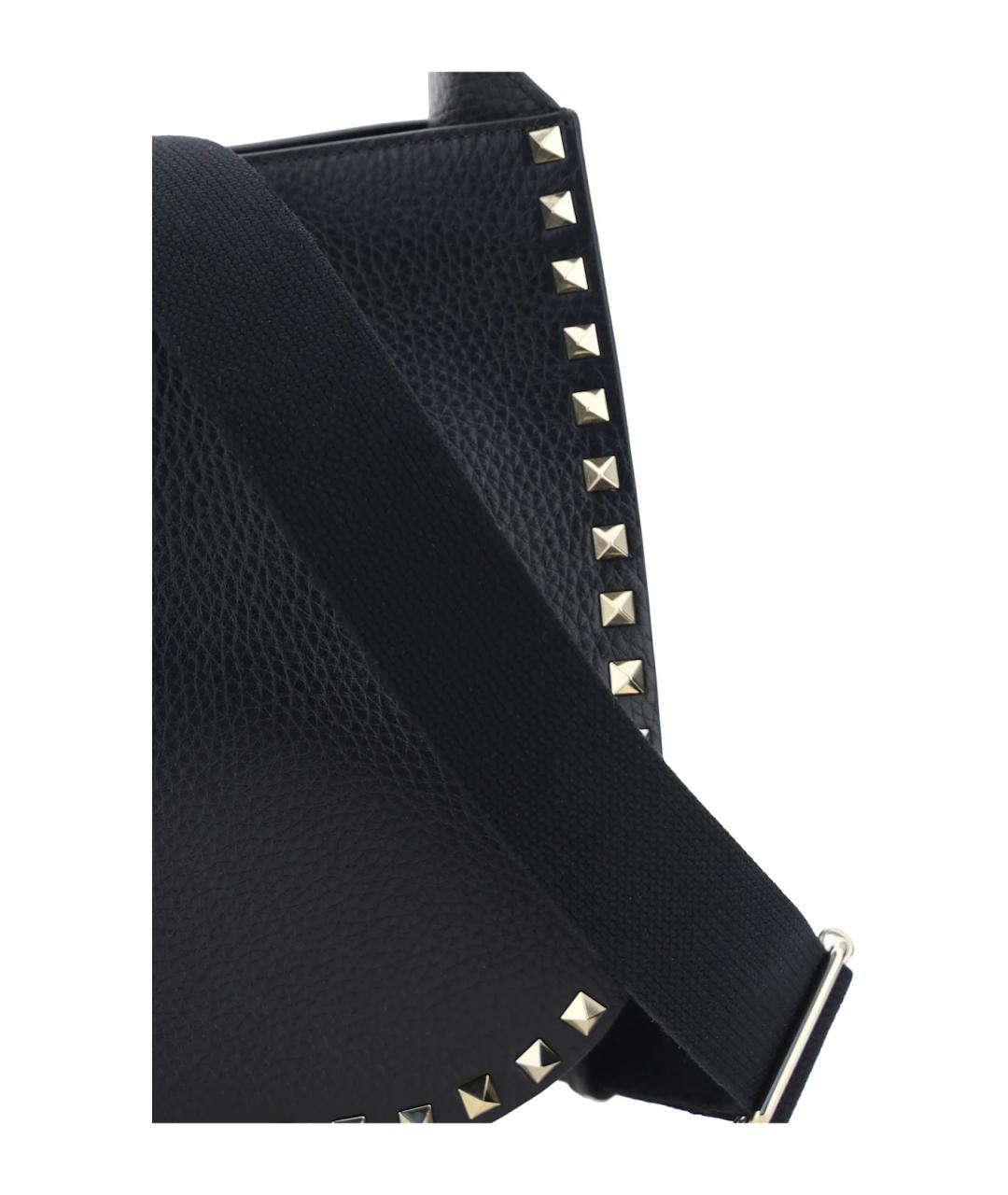 VALENTINO Черная кожаная сумка через плечо, фото 4