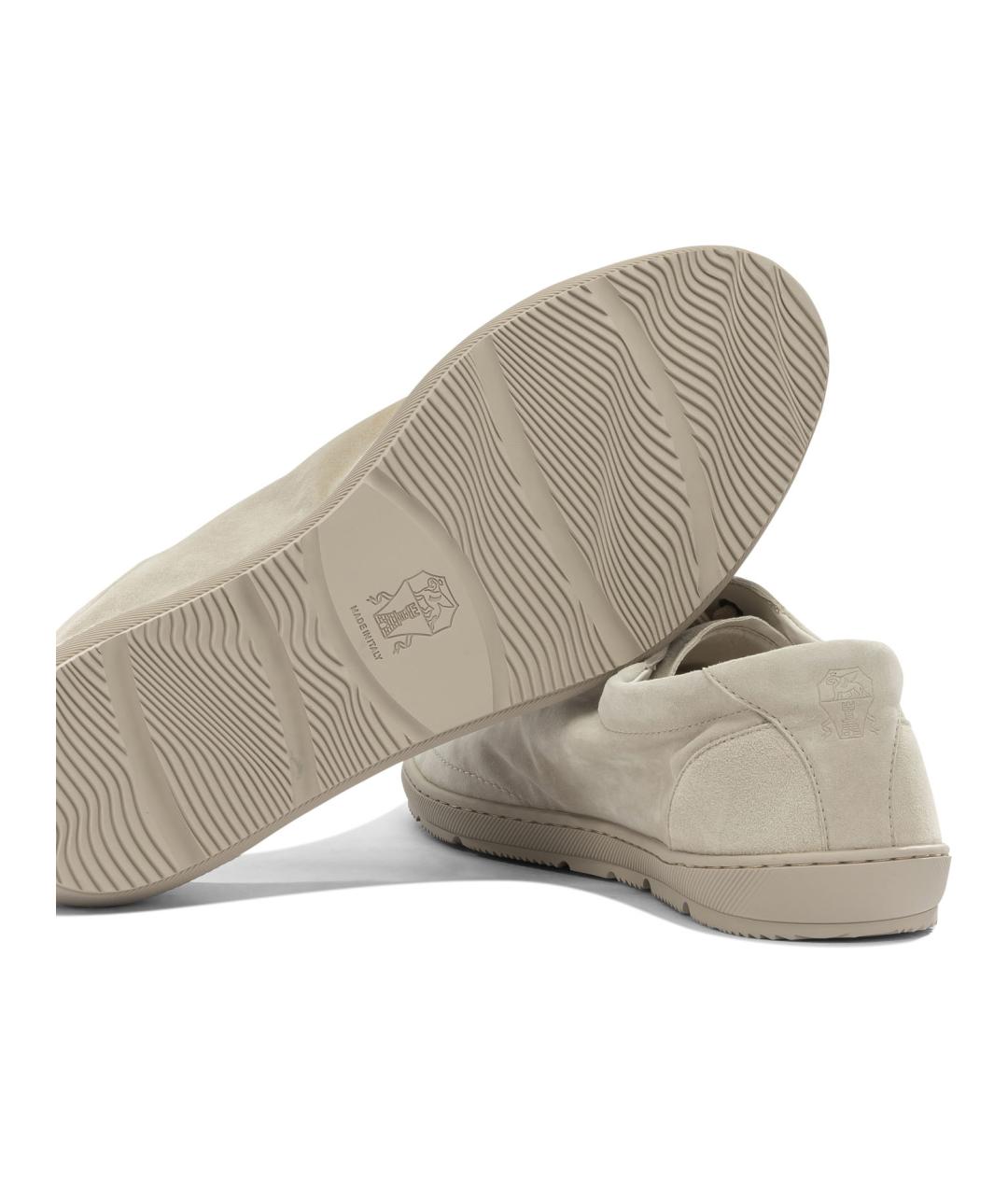 BRUNELLO CUCINELLI Бежевые замшевые низкие кроссовки / кеды, фото 5