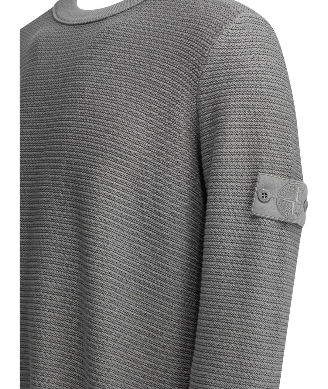 STONE ISLAND Серый хлопковый джемпер / свитер, фото 4