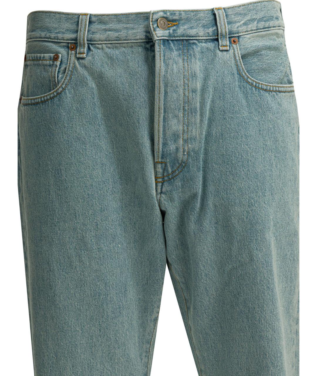 VALENTINO Голубые хлопковые прямые джинсы, фото 3