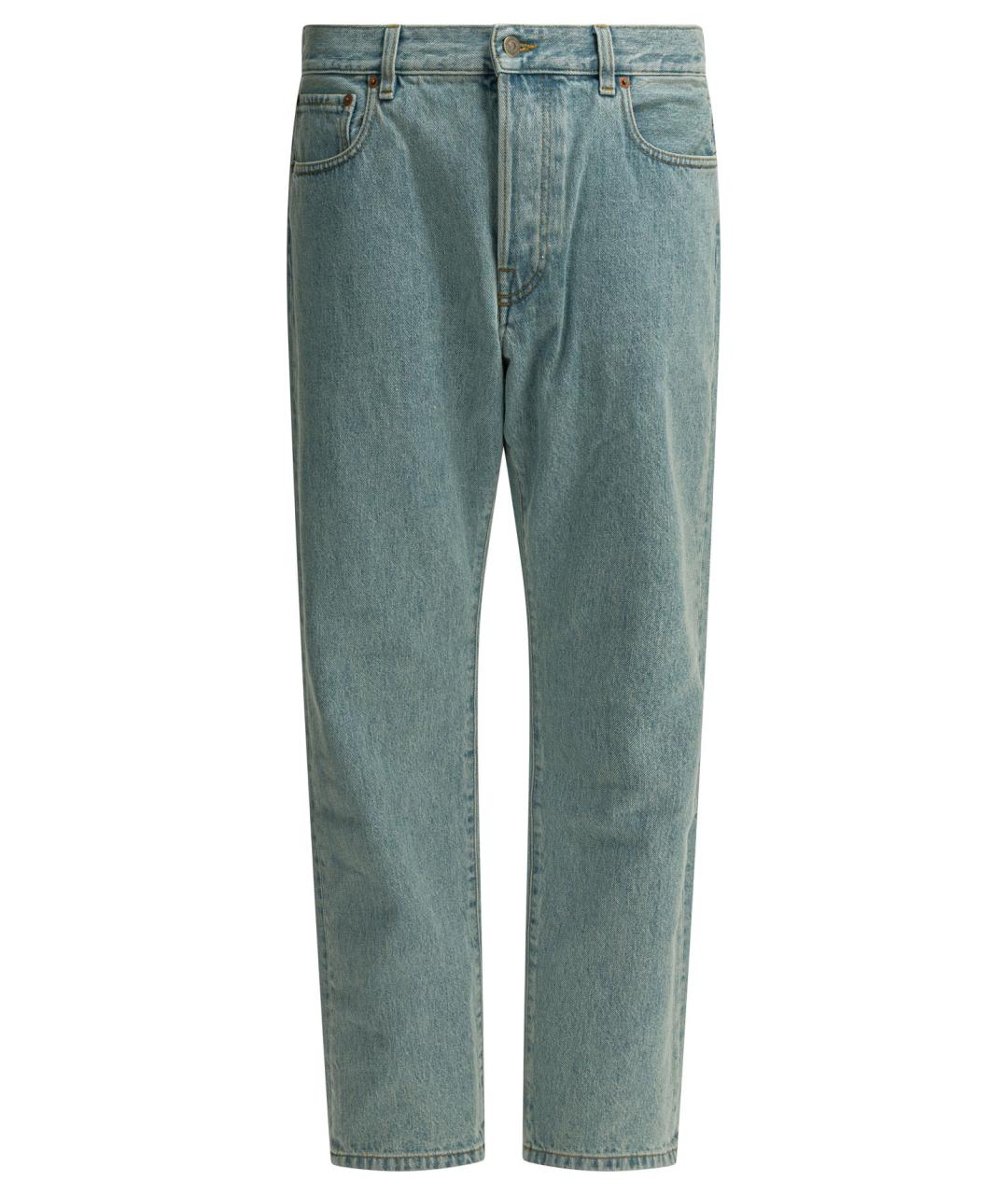 VALENTINO Голубые хлопковые прямые джинсы, фото 1