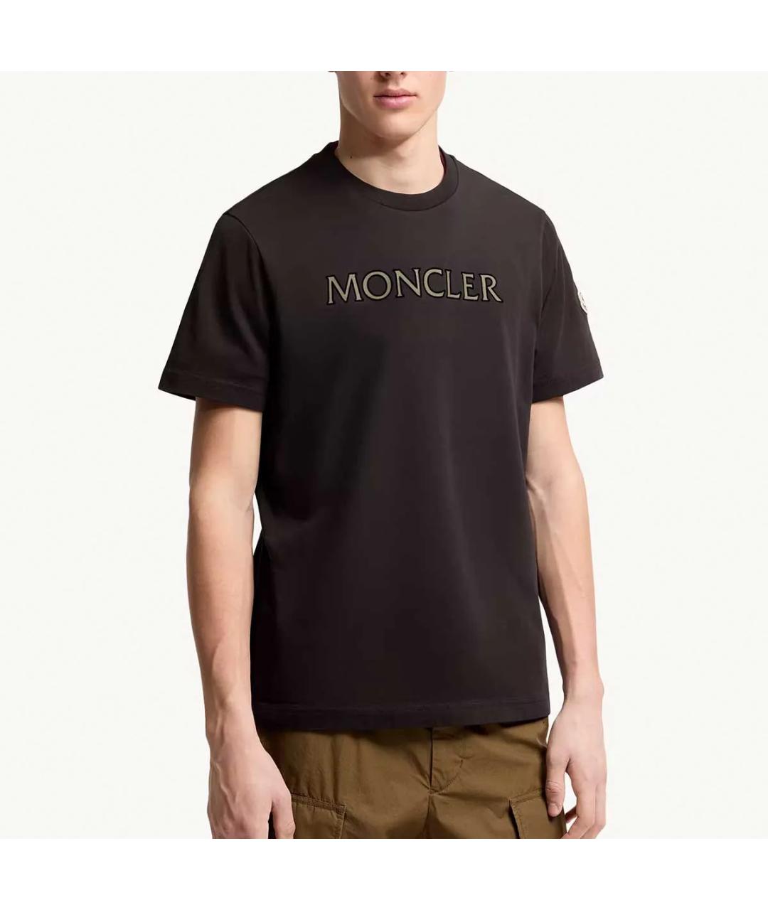 MONCLER Черная хлопковая футболка, фото 2