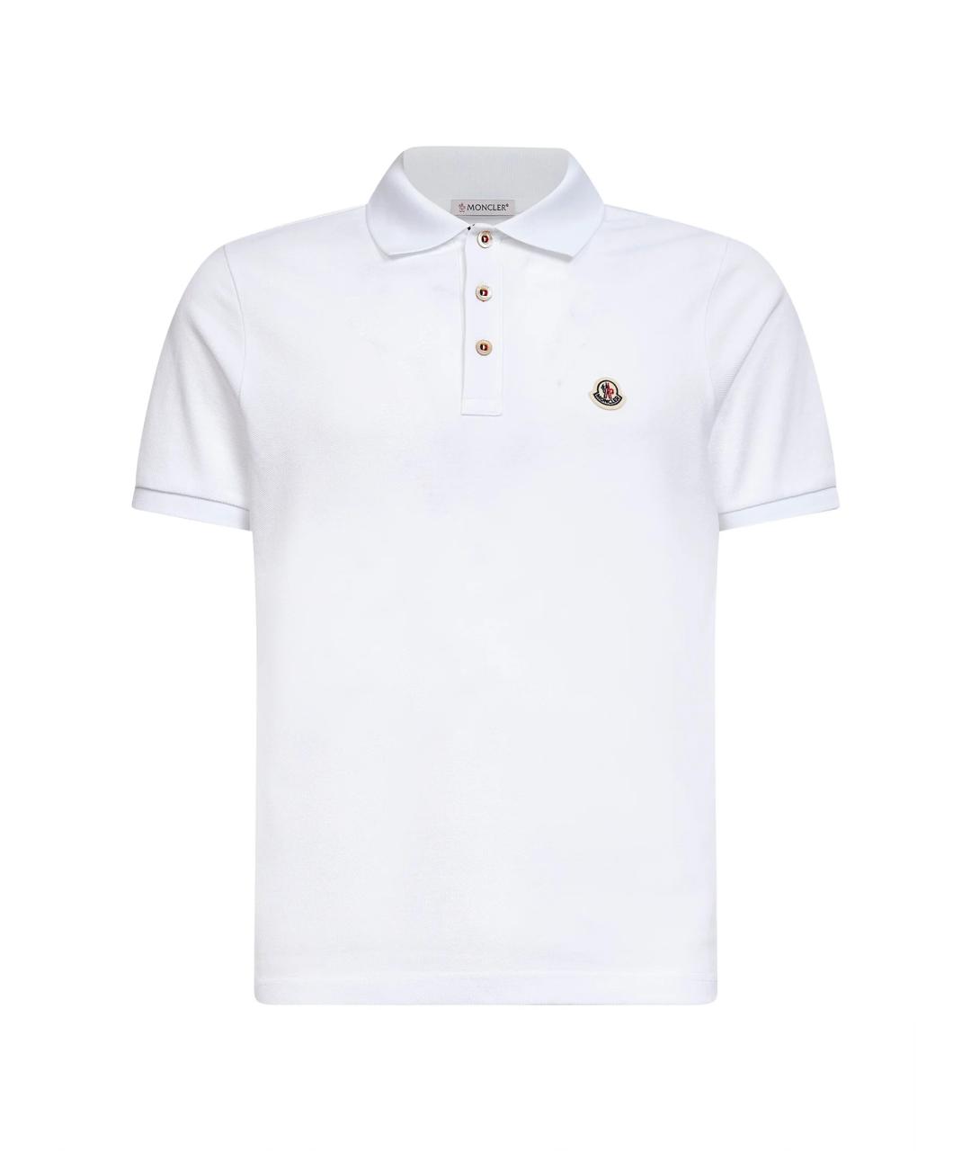 MONCLER Белое хлопковое поло с коротким рукавом, фото 1