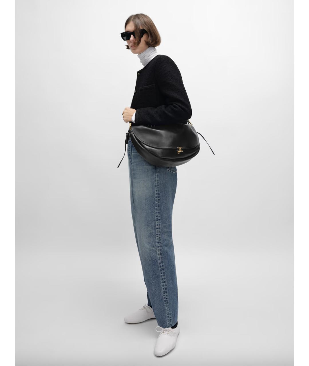 CELINE Черная кожаная сумка через плечо, фото 4