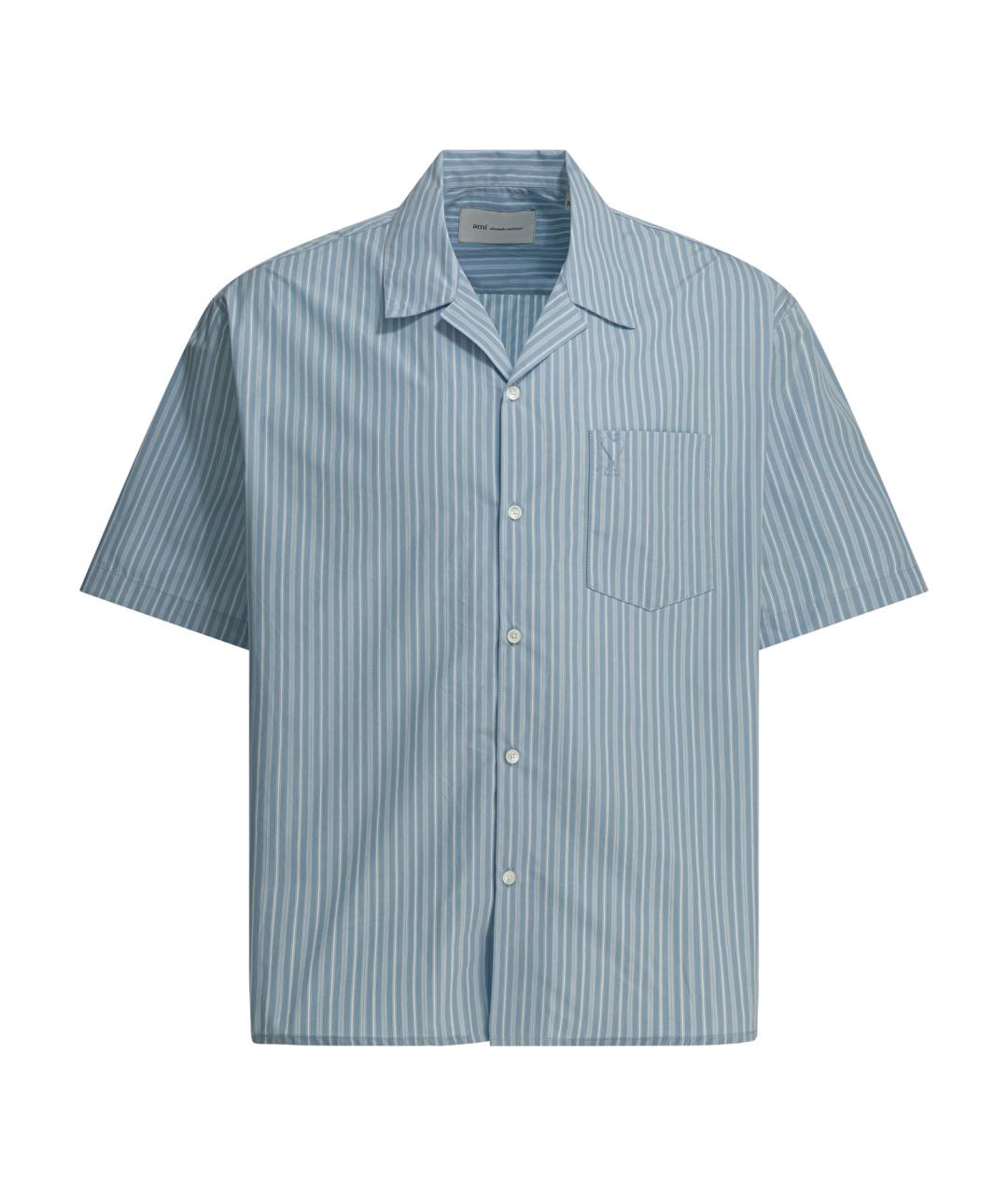 Ami Paris Голубая хлопковая кэжуал рубашка, фото 1