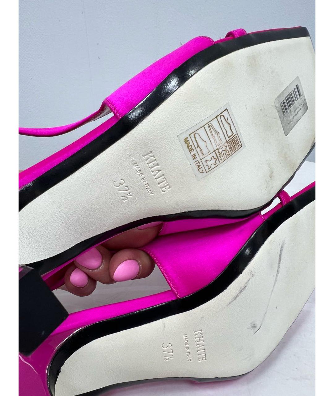 KHAITE Фуксия текстильные босоножки, фото 7
