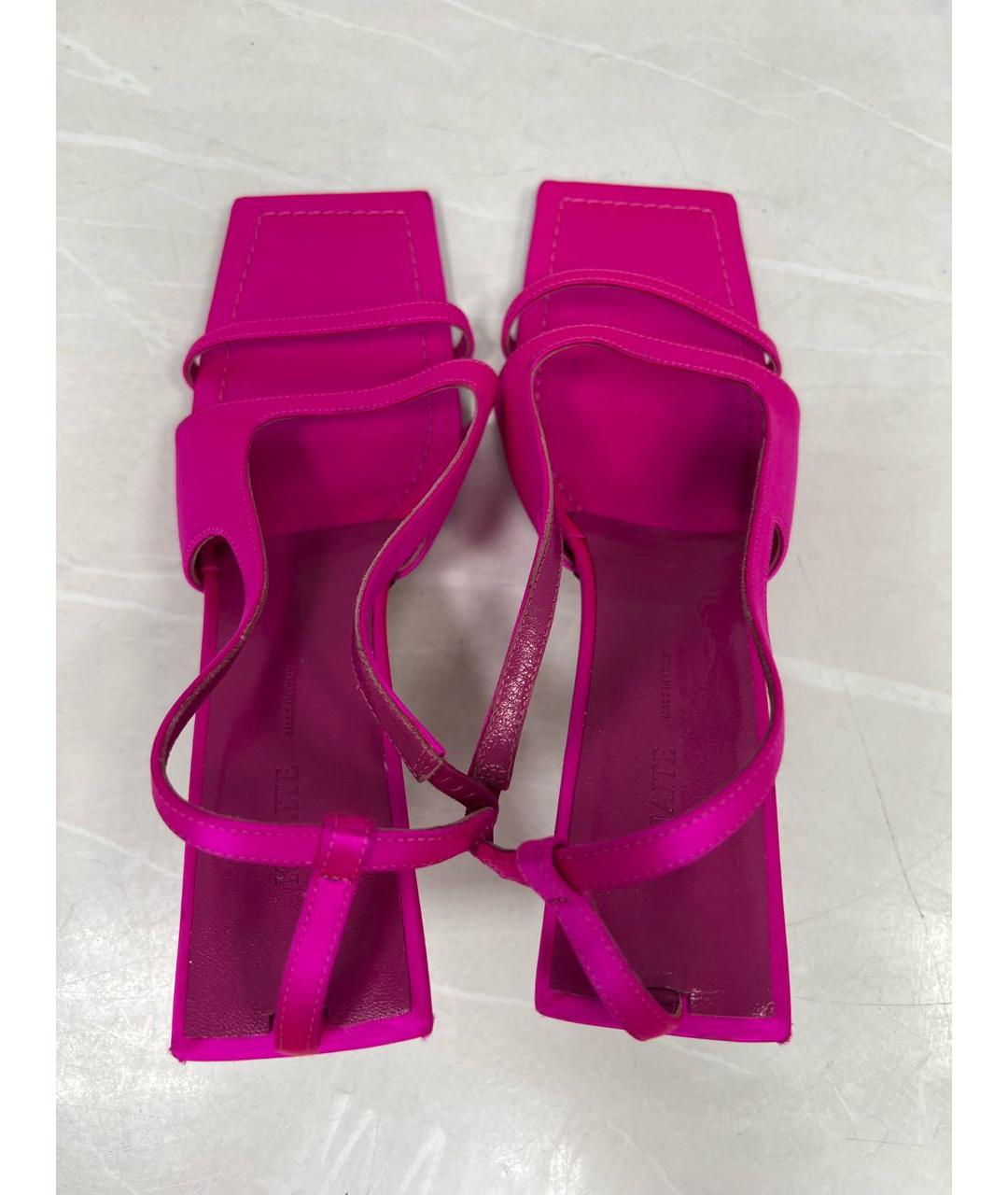 KHAITE Фуксия текстильные босоножки, фото 5