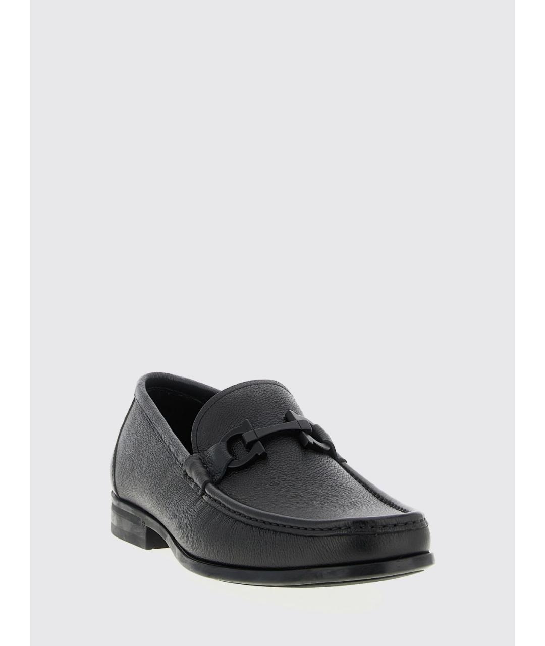 FERRAGAMO Черные кожаные лоферы, фото 2