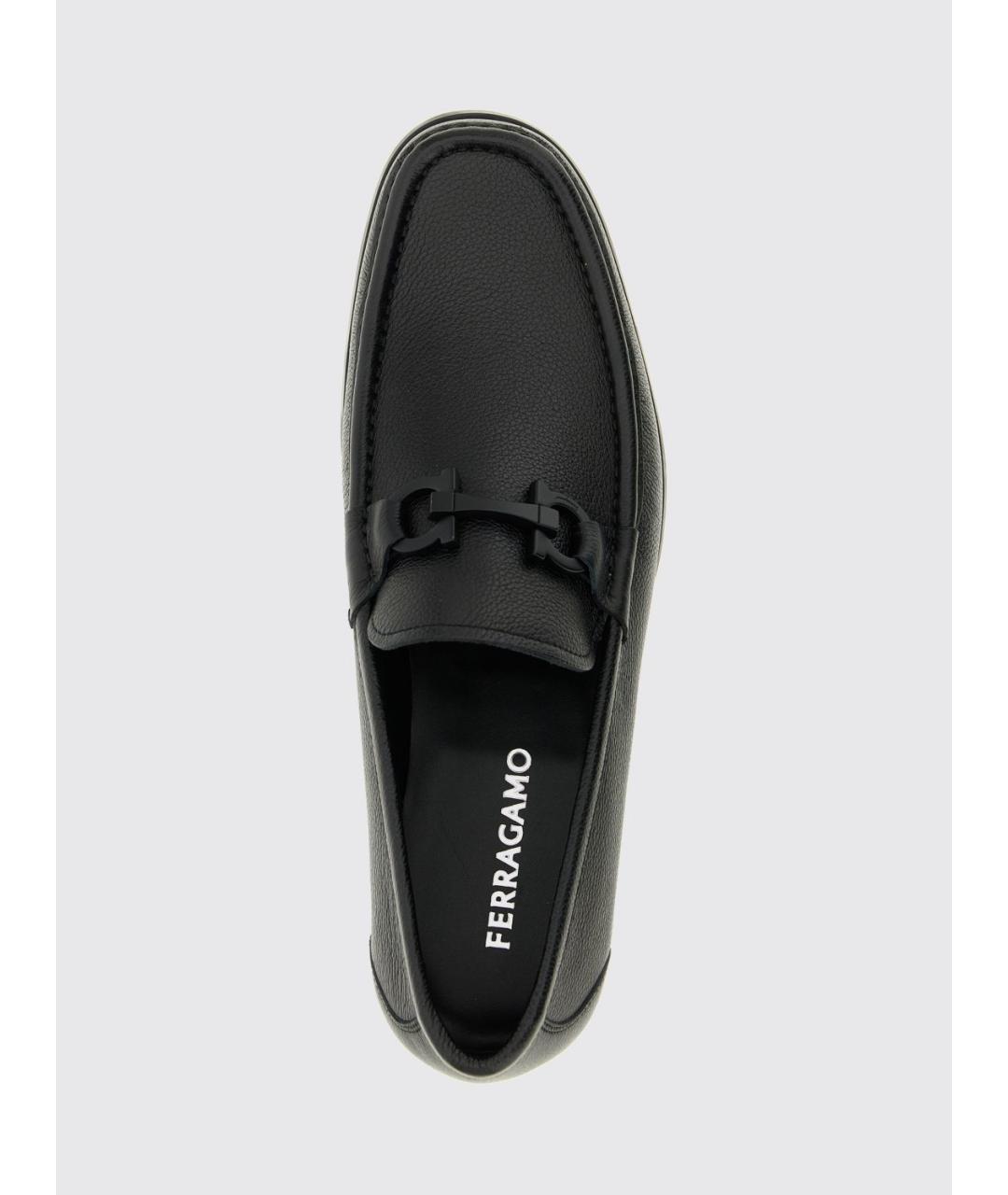 FERRAGAMO Черные кожаные лоферы, фото 4