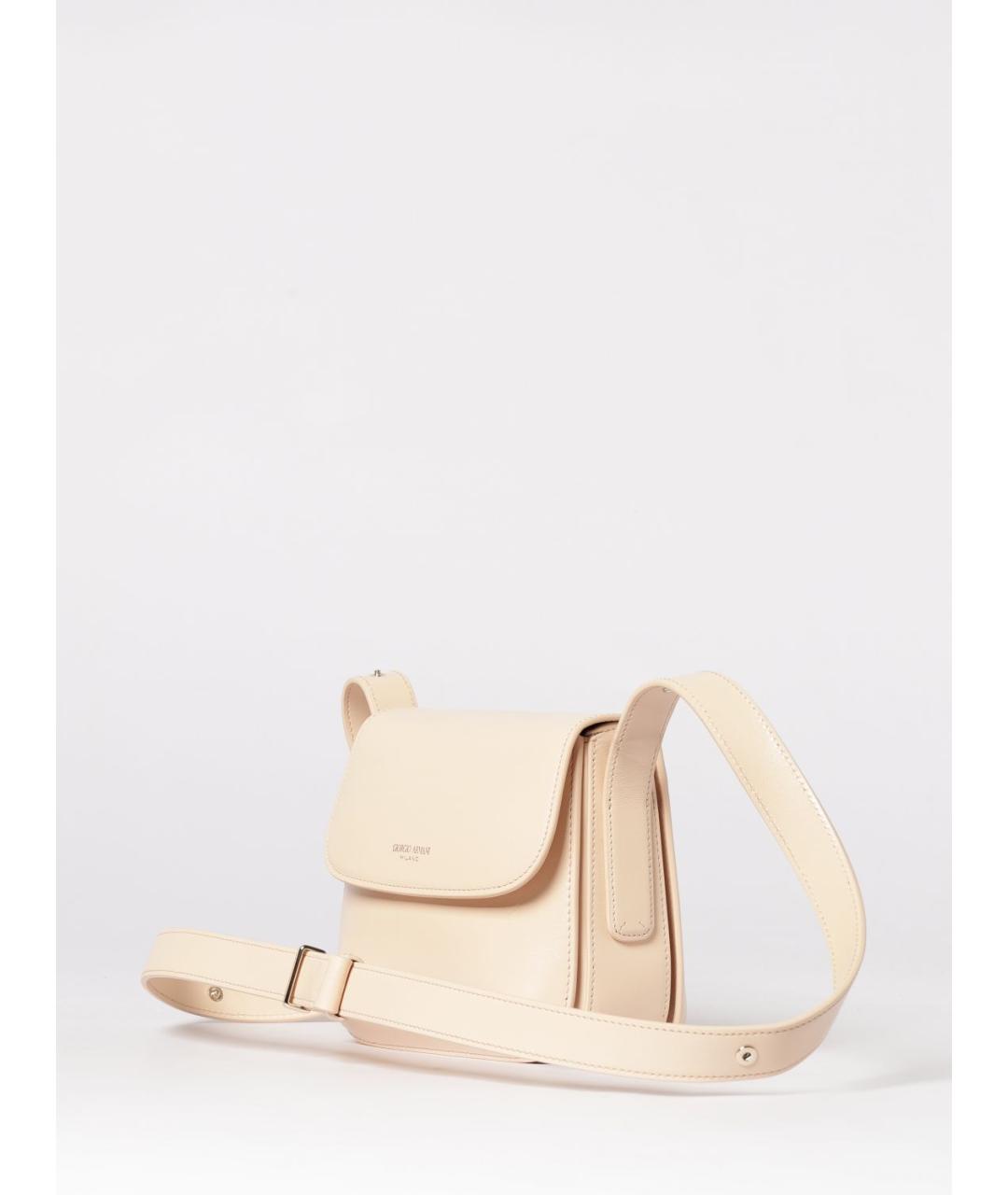 GIORGIO ARMANI Бежевая кожаная сумка через плечо, фото 4