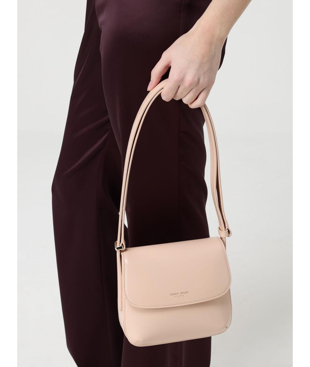 GIORGIO ARMANI Бежевая кожаная сумка через плечо, фото 2