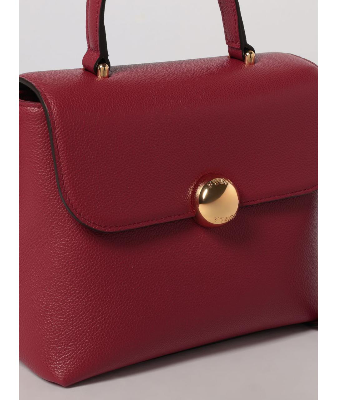 FURLA Бордовая кожаная сумка с короткими ручками, фото 3