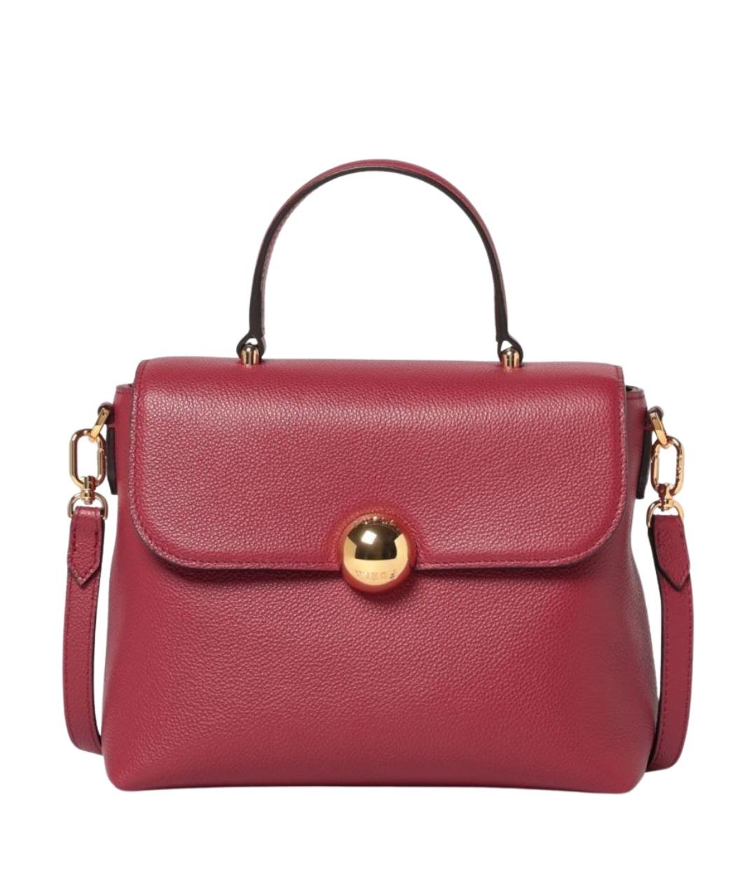 FURLA Бордовая кожаная сумка с короткими ручками, фото 1