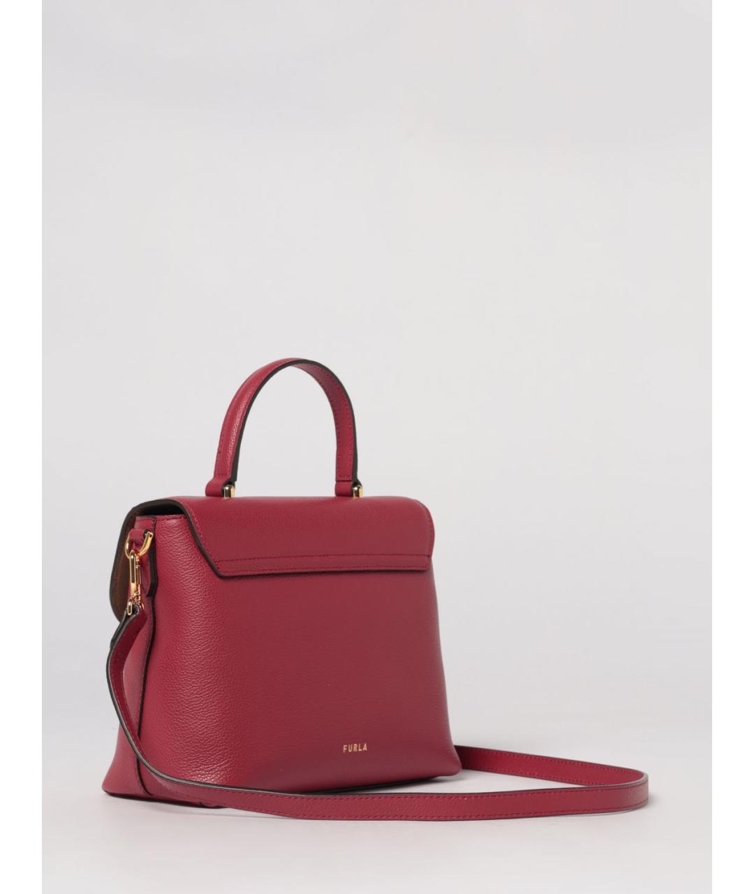 FURLA Бордовая кожаная сумка с короткими ручками, фото 2