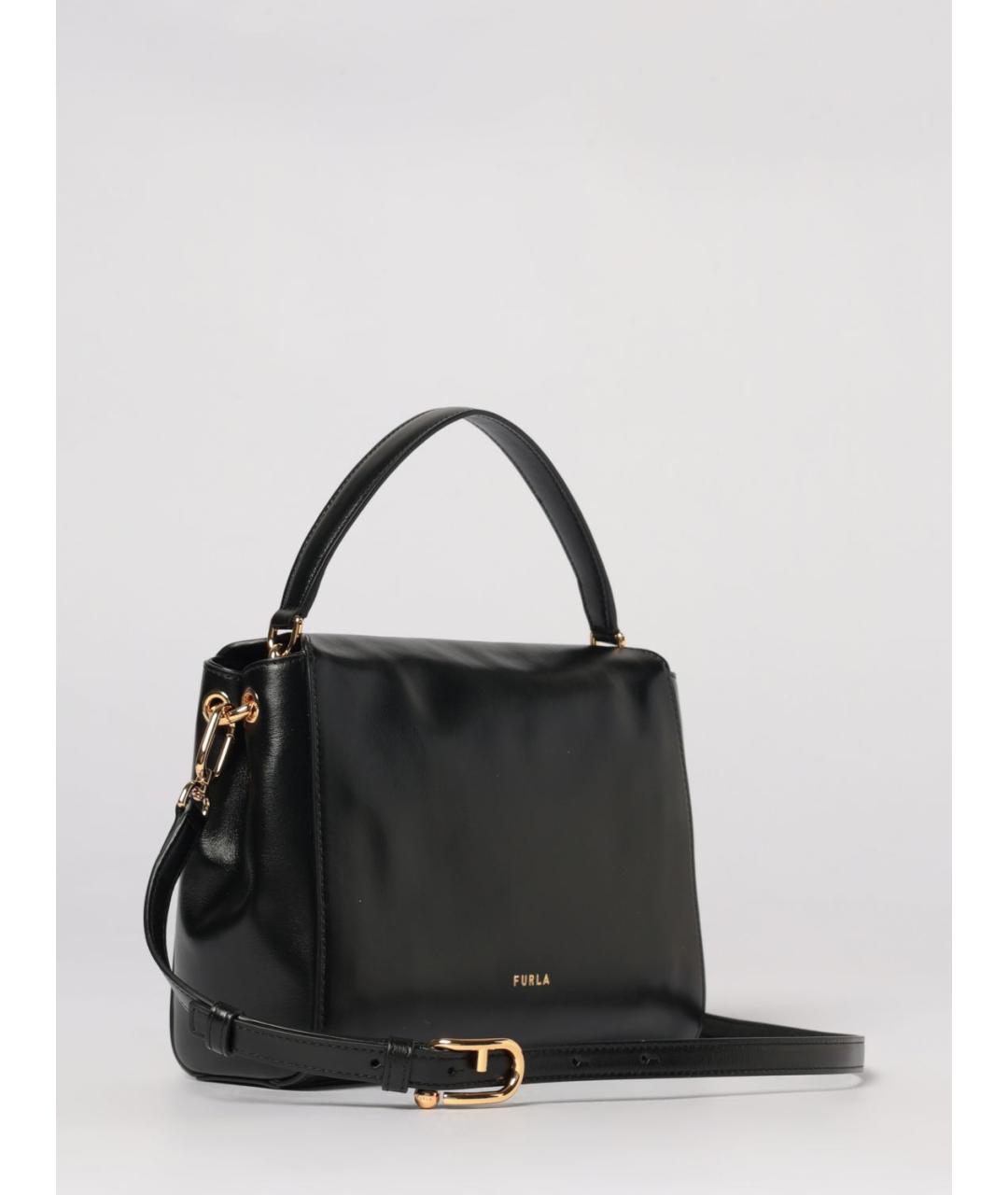 FURLA Черная кожаная сумка с короткими ручками, фото 2